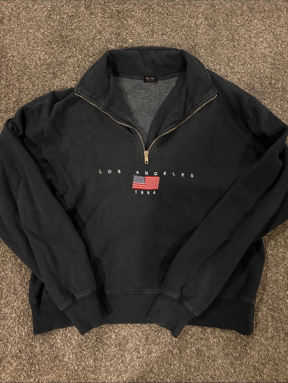 Brandy Melville Black Los Angeles 1984 Half-Zip Pullover